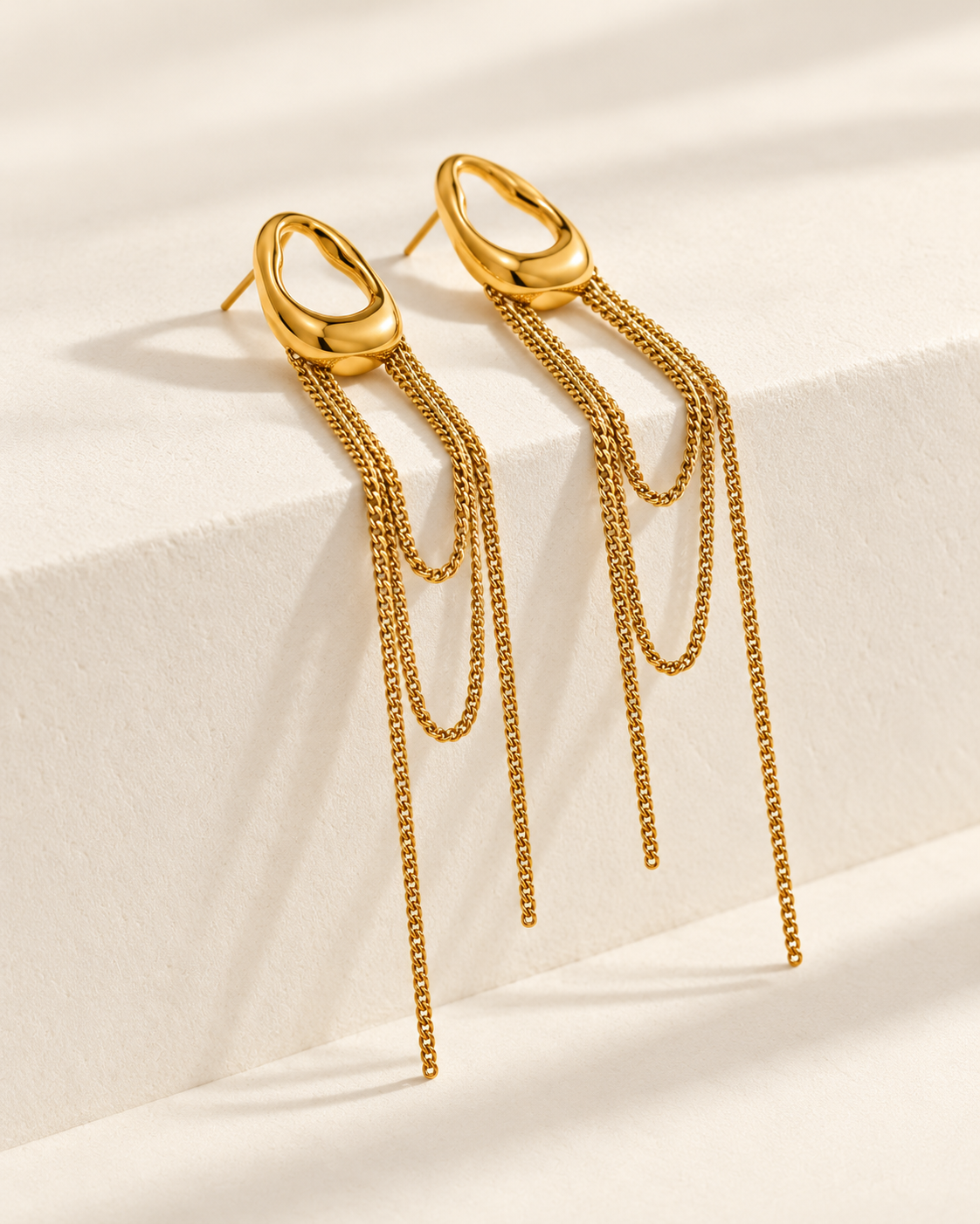 Geometric Tassel Chain Drop Dangle Earrings
