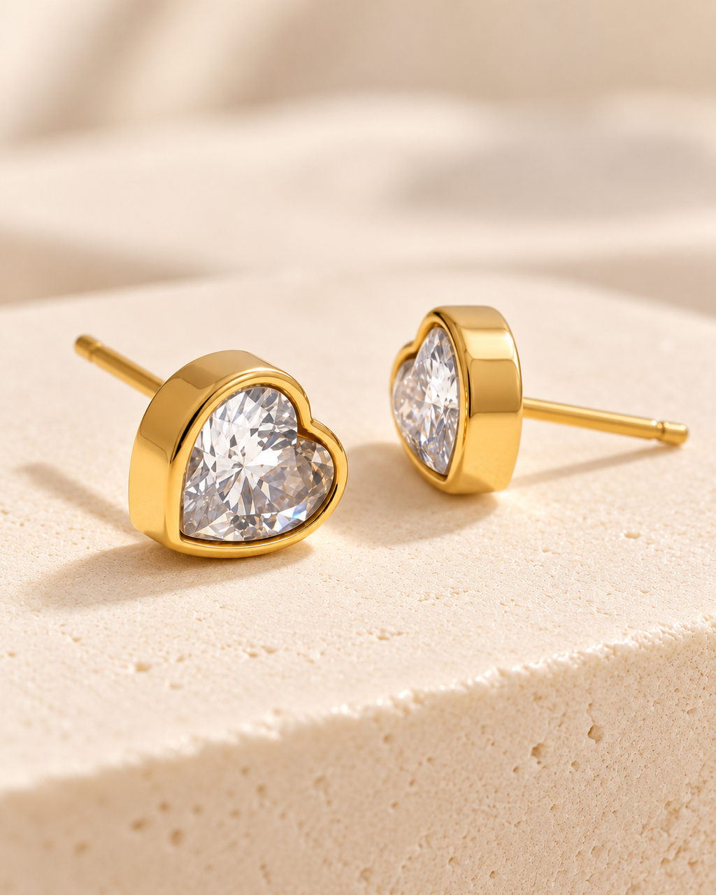 Bling Cubic Zirconia Heart Love Stud Earrings