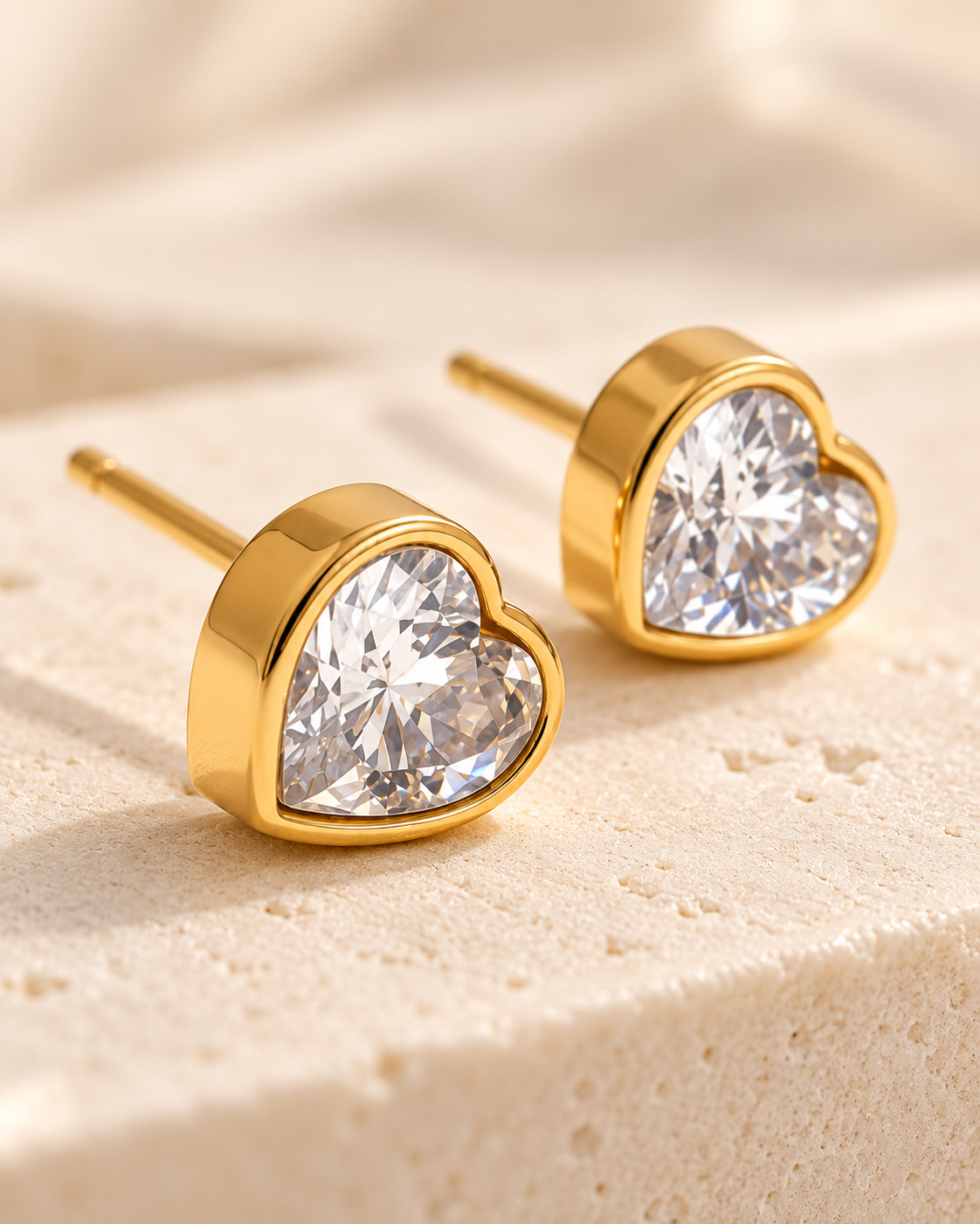 Bling Cubic Zirconia Heart Love Stud Earrings