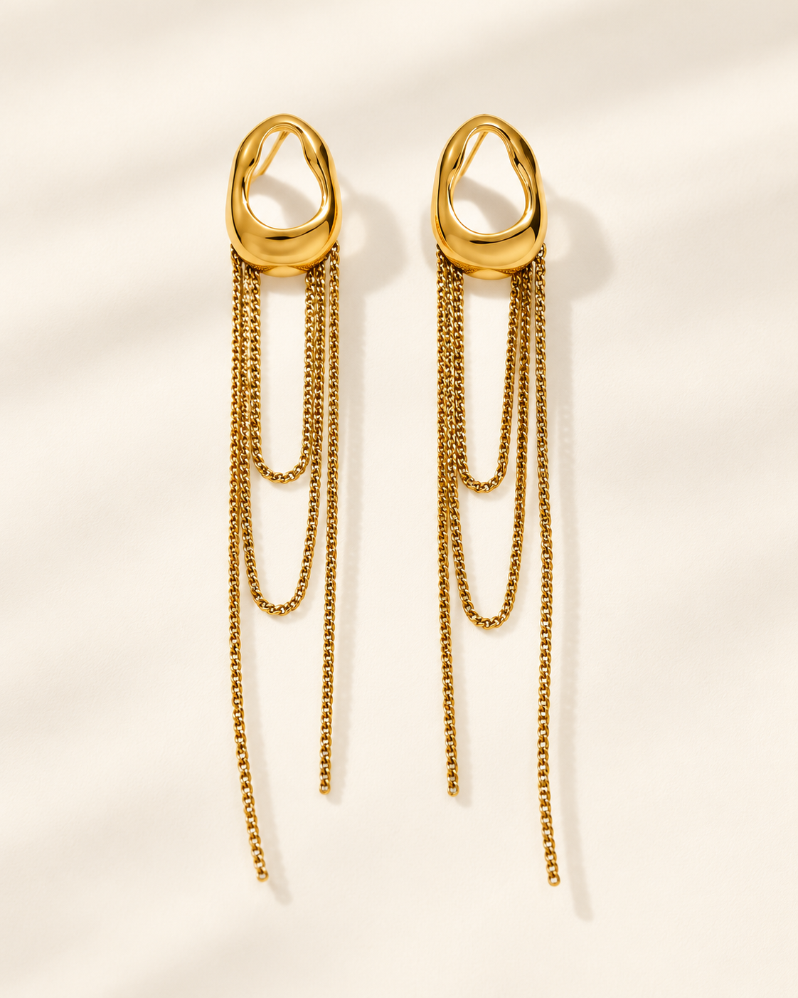 Geometric Tassel Chain Drop Dangle Earrings