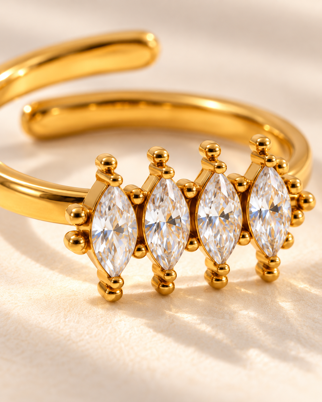Cubic Zirconia Adjustable Ring