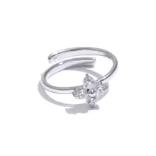 Bling Cubic Zirconia Flower Adjustable Ring