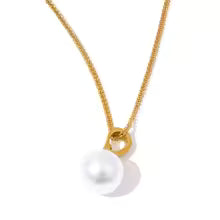 Simulated Pearls Round Pendant Necklace