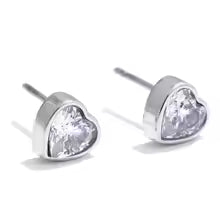 Bling Cubic Zirconia Heart Love Stud Earrings