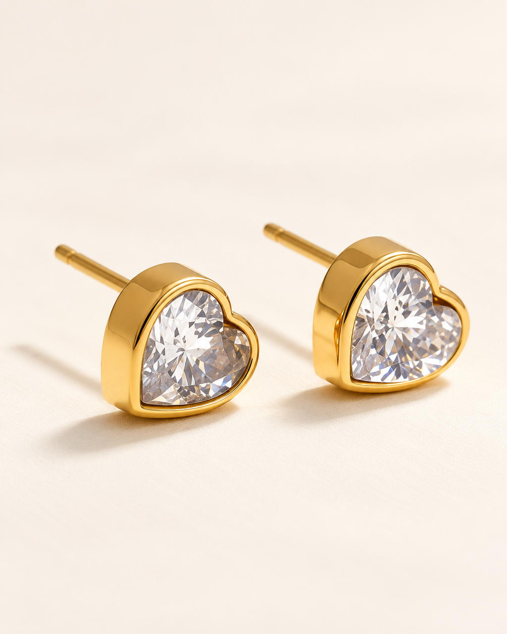 Bling Cubic Zirconia Heart Love Stud Earrings