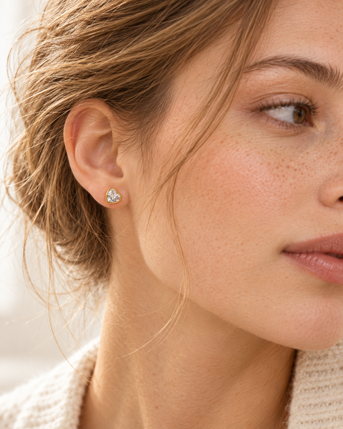 Bling Cubic Zirconia Heart Love Stud Earrings