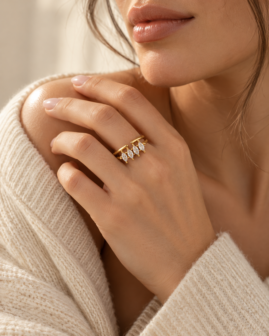 Cubic Zirconia Adjustable Ring