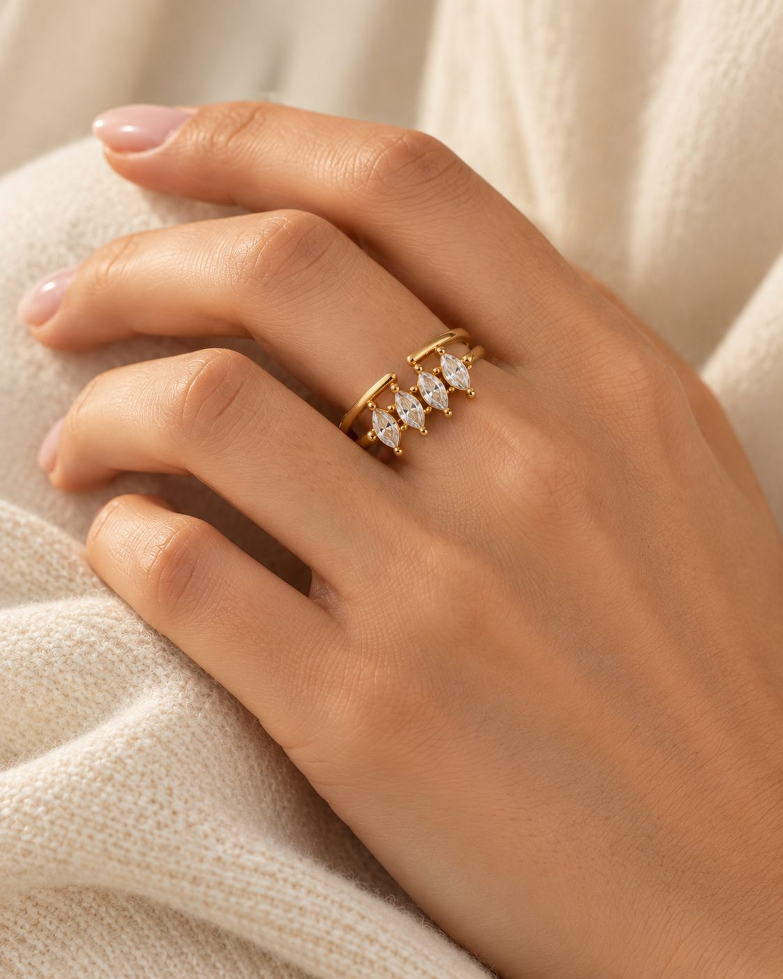 Cubic Zirconia Adjustable Ring