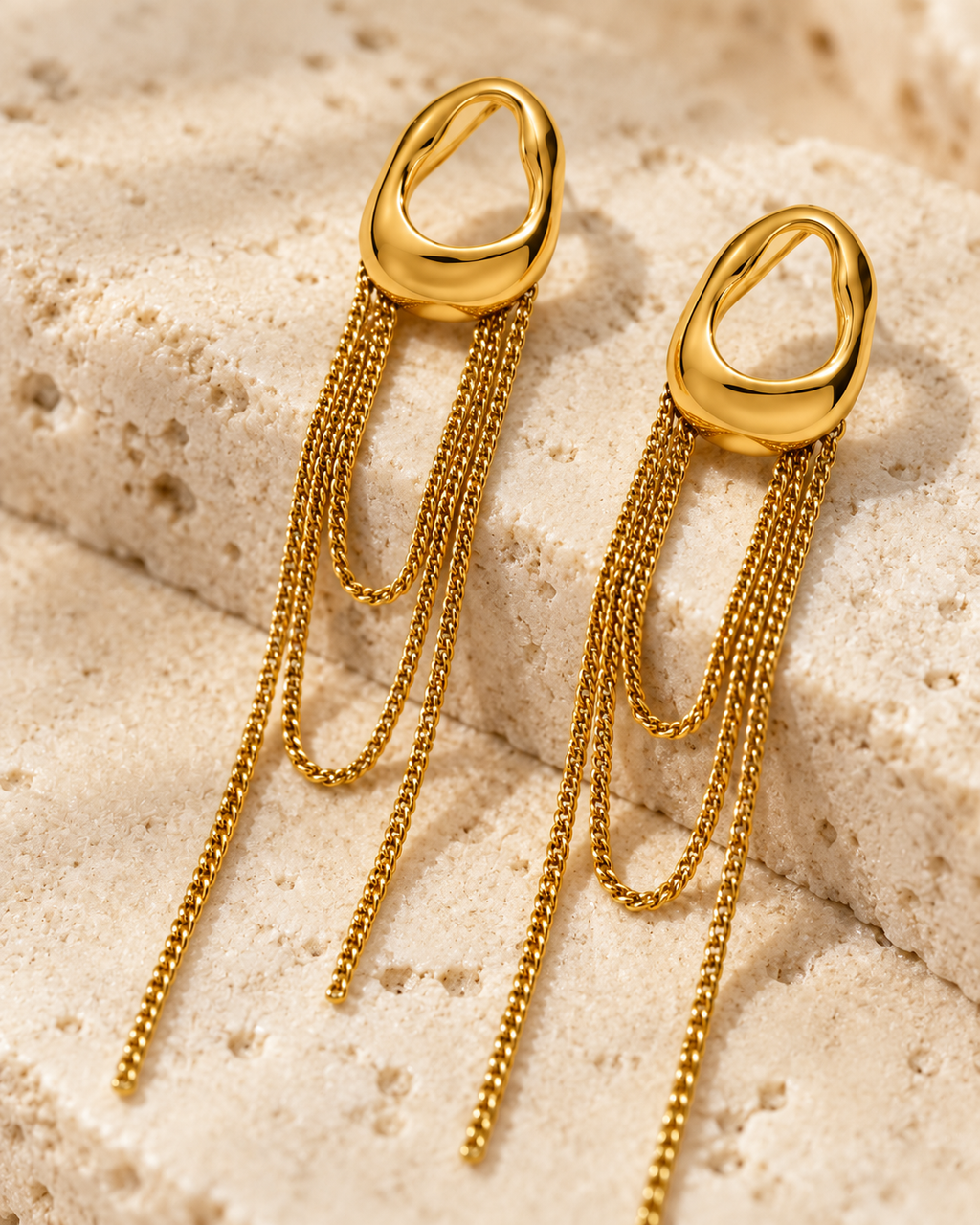 Geometric Tassel Chain Drop Dangle Earrings