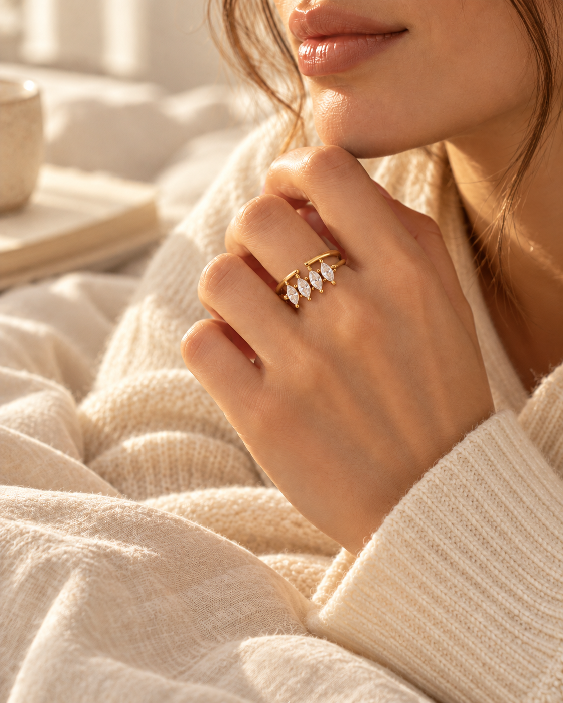Cubic Zirconia Adjustable Ring